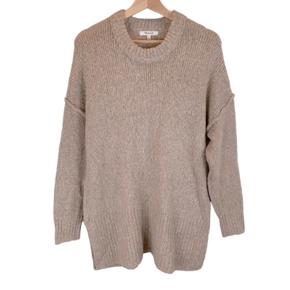 Madewell Baxter Beige Alpaca Blend Knit  Long Line Sweater Tunic sz S - Picture 4 of 11